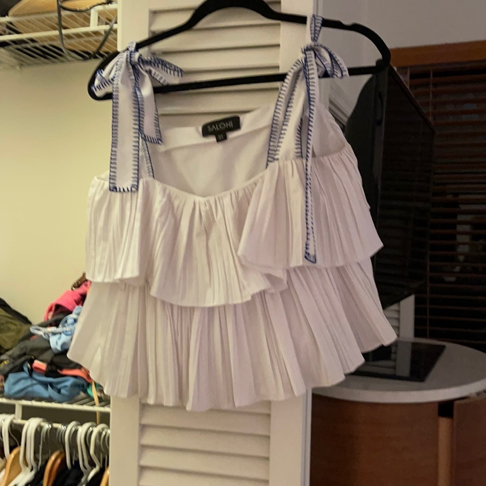 White Saloni top with ruffles